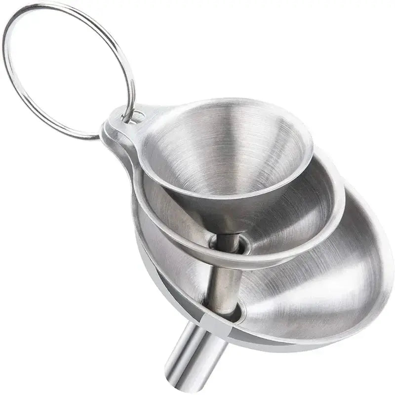 Food Grade Stainless Steel Funnel Set For Oil, Spices And Bottles, Compact Kitchen Essential