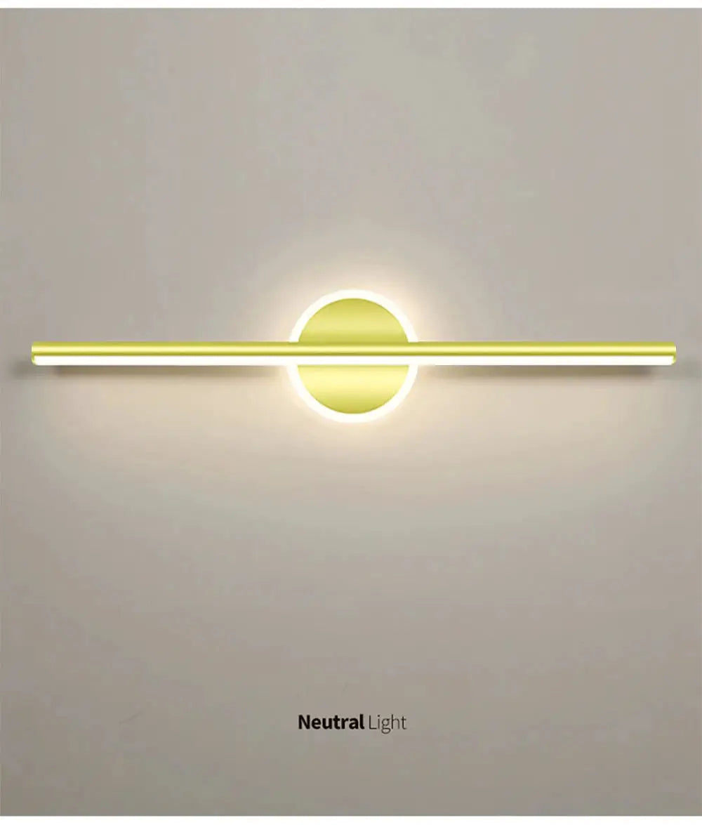 Simples Market Modern LED Wall Lamp 40/60cm, gold long strip with round backplate for bathroom mirror lighting