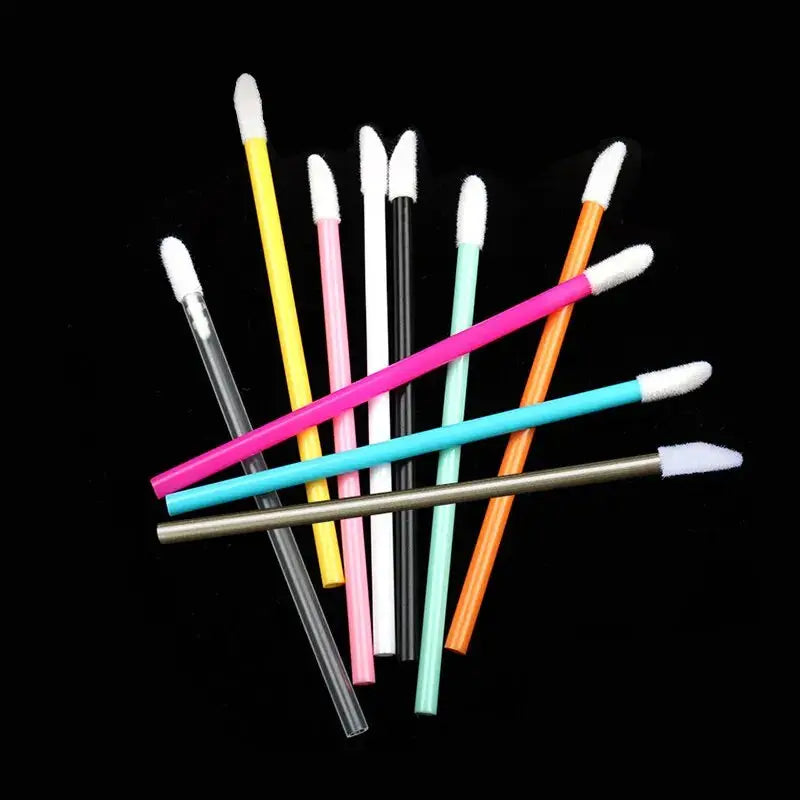 CosmoGlo Disposable Lip Brush Kit 50 Pcs Hygienic Nylon Wands for Precise Lipstick and Lip Gloss Application