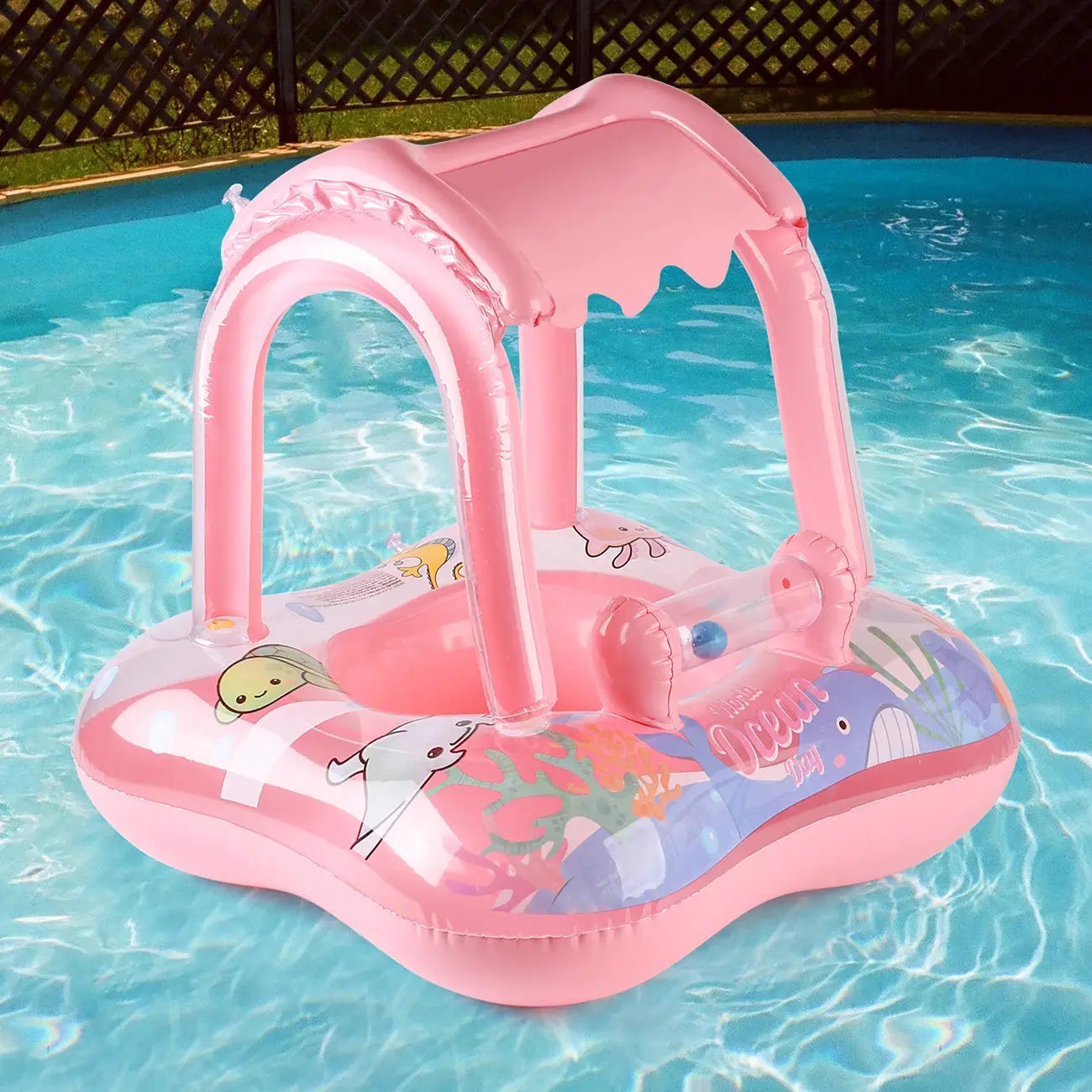 Kids Pool Float With Canopy For Ages 3 To 6 Safe Chemical Free Materials Animal Theme Beach Party Toy