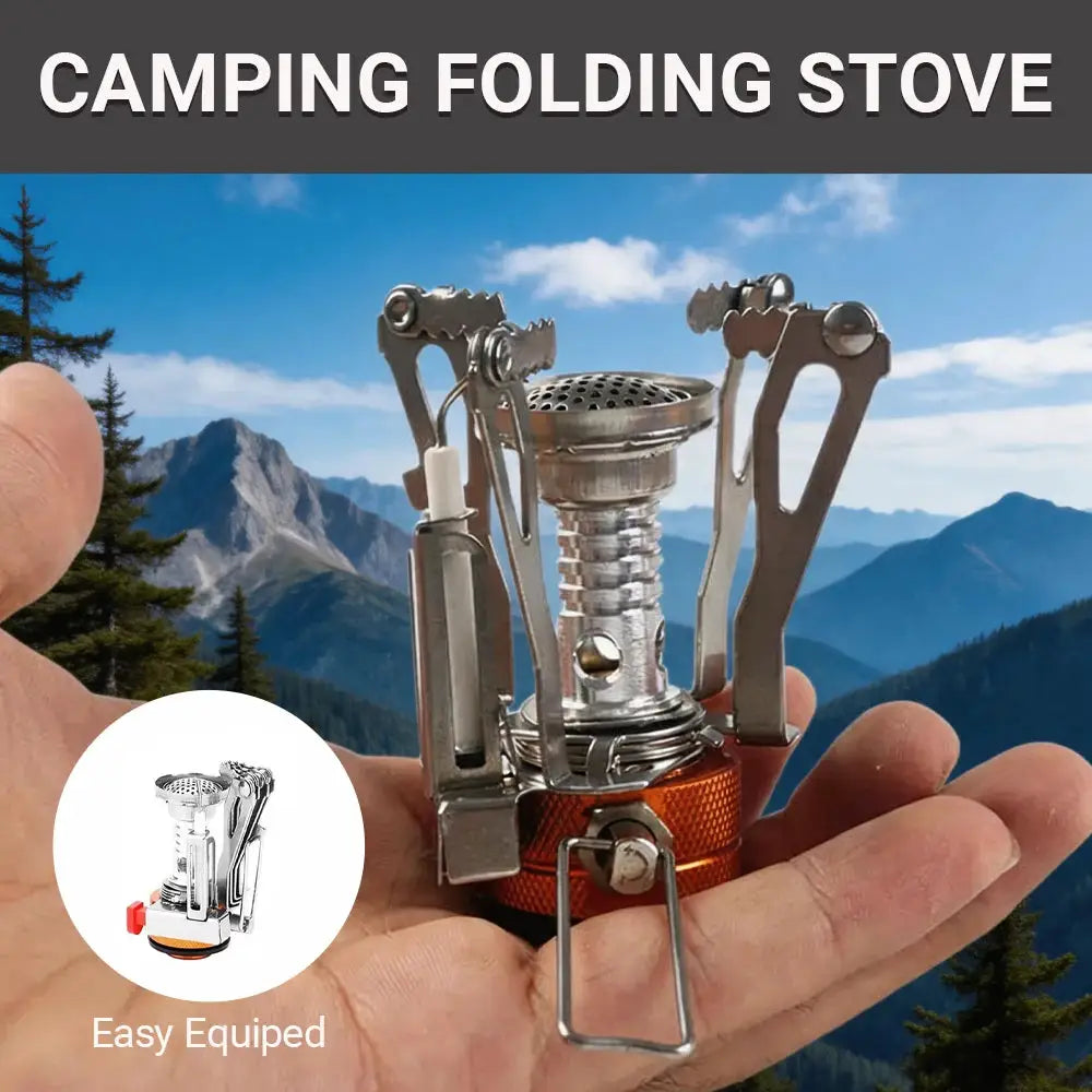 Simples Market Pandatour portable all-in-one camping stove with converter; compact metal stove with orange base.