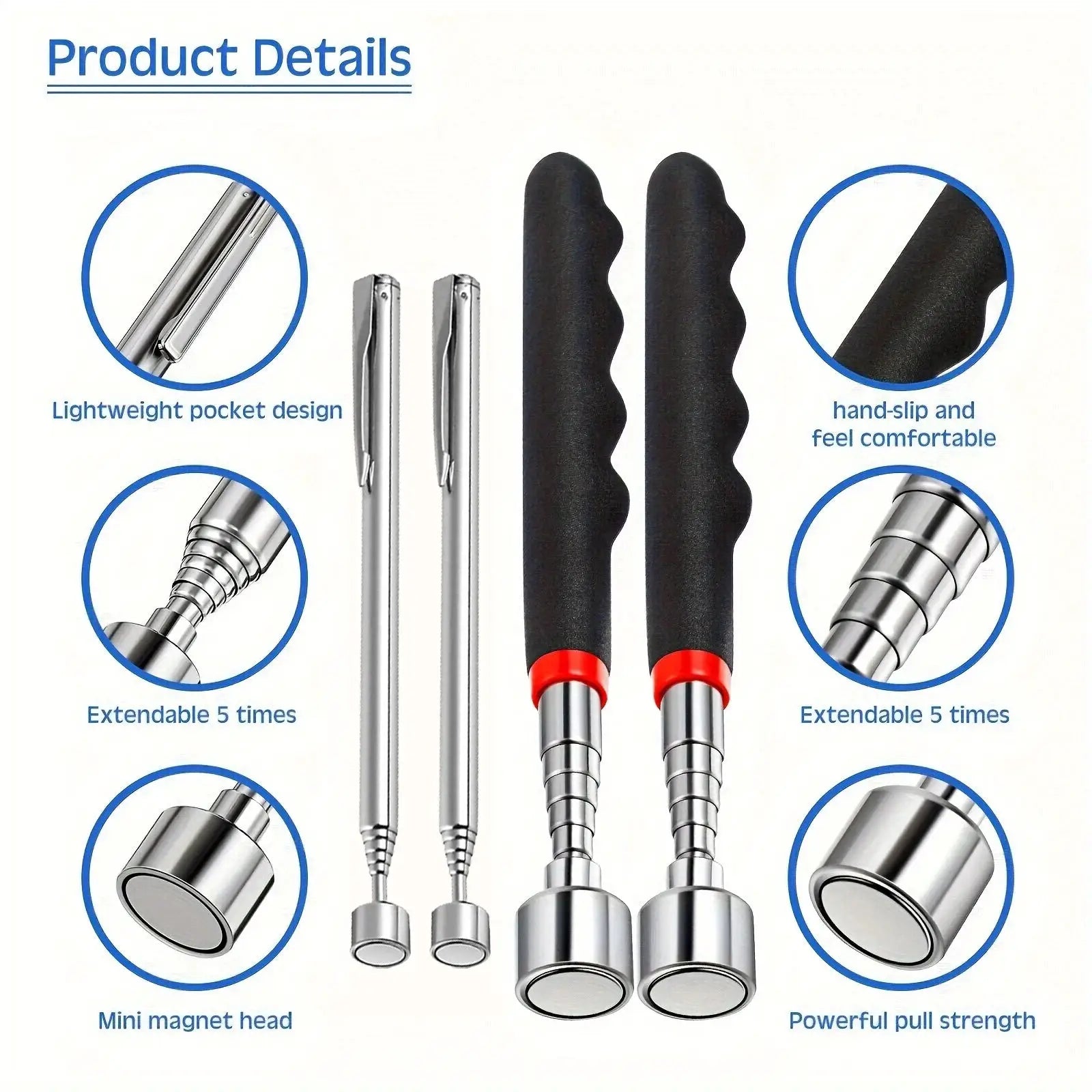 Telescopic magnet picking tool by Simples Market, extendable to 5x for hard-to-reach areas.