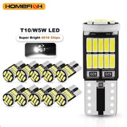 10 Piece W5W T10 LED Bulbs 4014 SMD 6000K Canbus Compatible For Car Interior Dome Reading License Plate Signal Lights