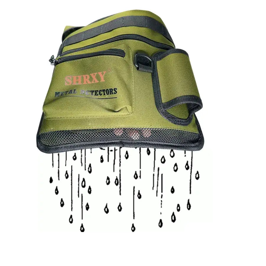 SHRXY olive green metal detector pouch, all-terrain digging bag with carry strap