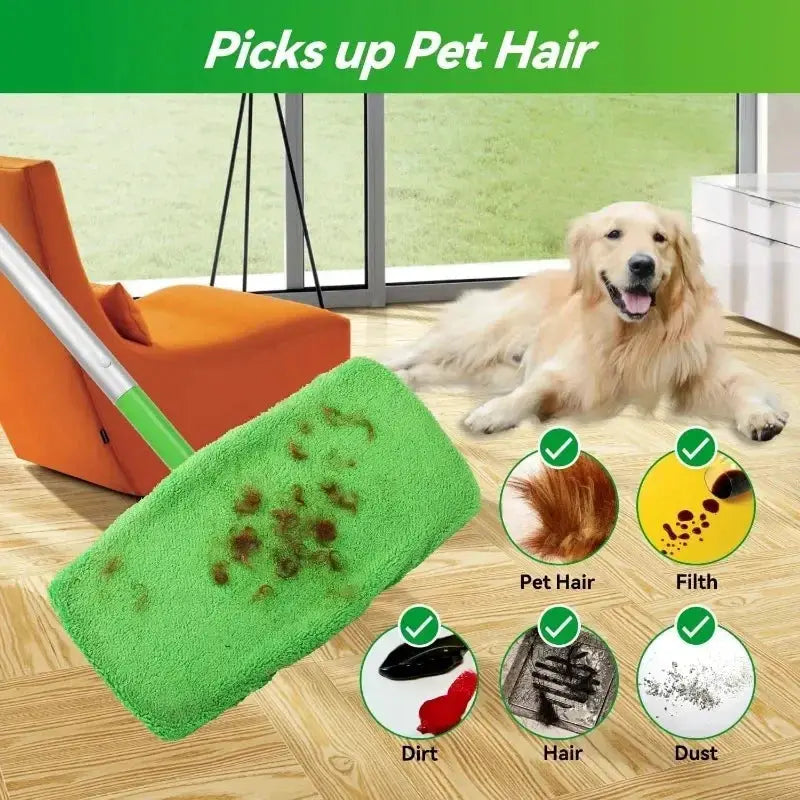 Green microfiber mop pad by Simples Market for wet/dry cleaning; reusable floor mop head replacement