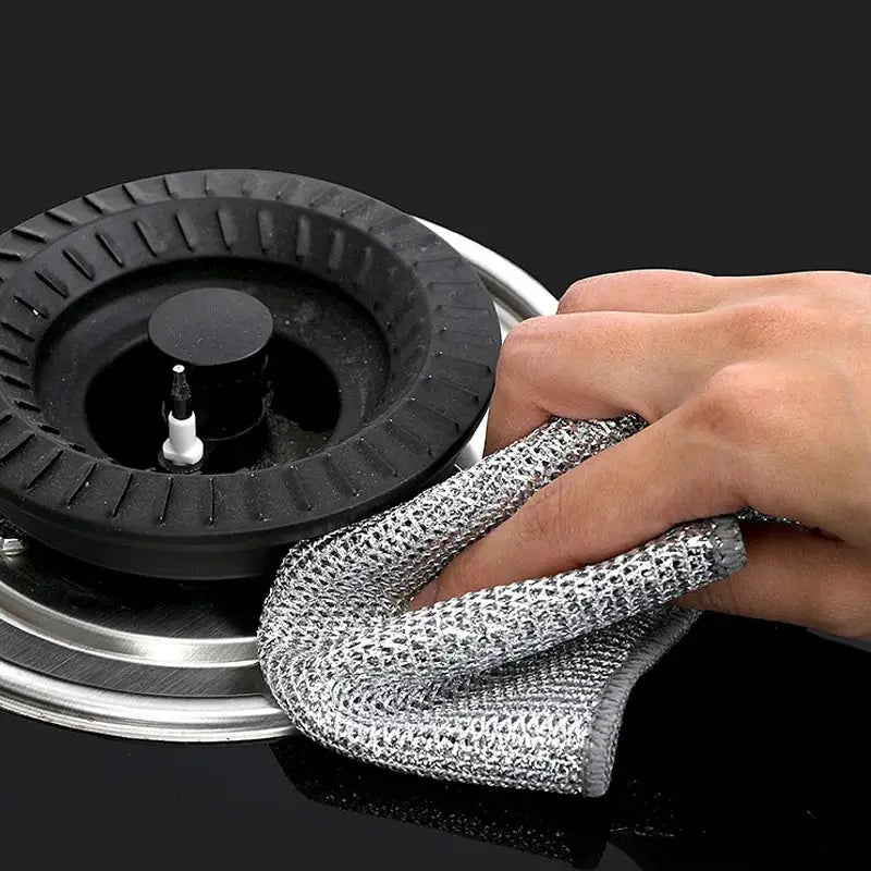 Steel wire cleaning cloth, double-layer silver scrubber for pots and pans