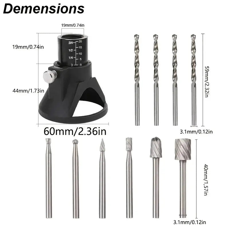 Rotary Router Milling Cutter Guide Attachment For Dremel Tools Wood Carving Kit With Precision Locator