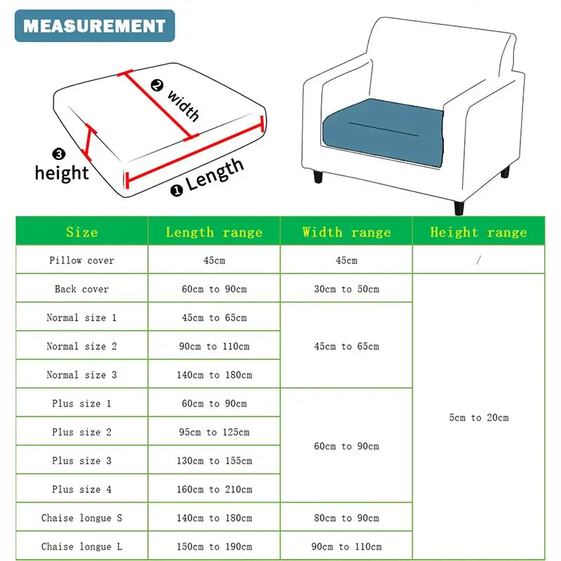Simples Market plush sofa slipcover, anti-slip elastic couch cover with size guide