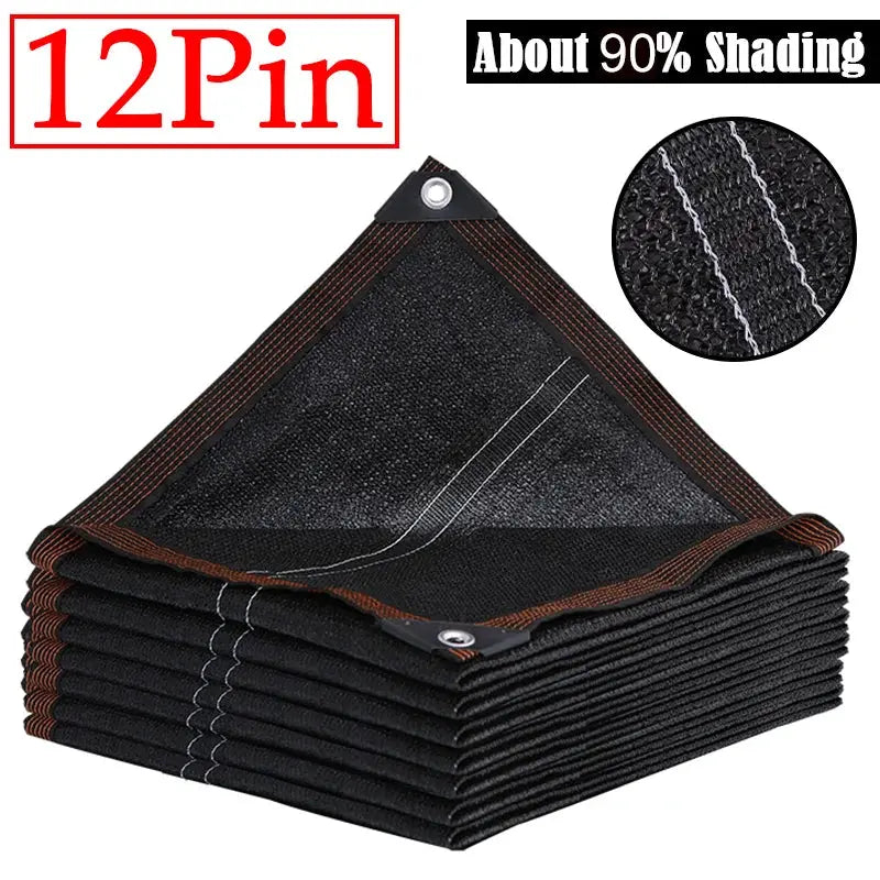 6x6m black shade cloth with grommets; 12-pack by Simples Market for anti-UV garden sun shading.