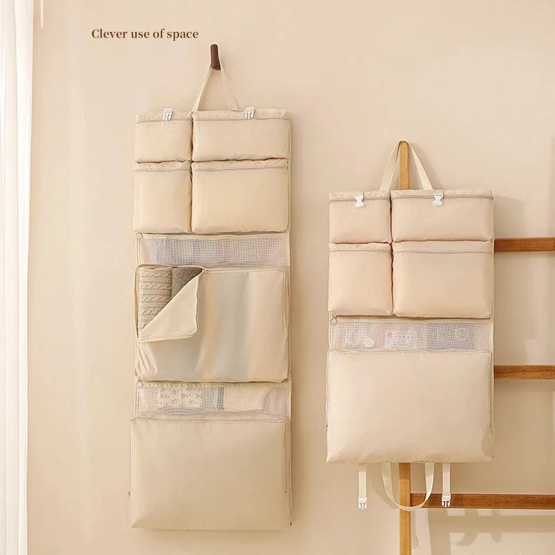 Business Travel Storage Hanging Bag by Simples Market - beige foldable hanging organizers, set of 2 hanging bags