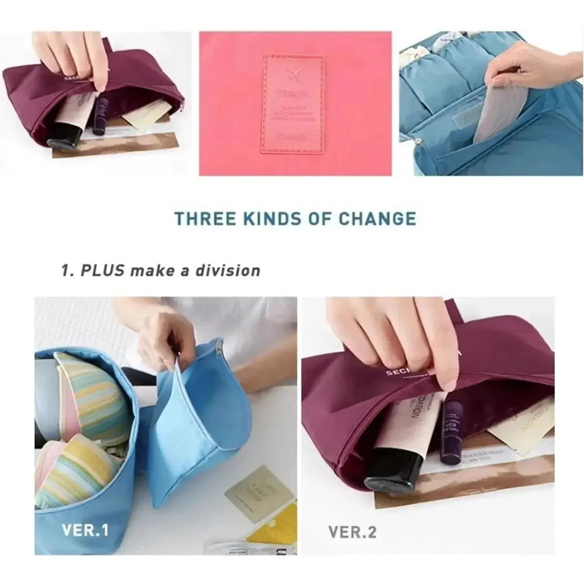 TravelMate Portable Travel Storage Bag Multi Function Bra Underwear Organizer Cosmetic Case Lightweight Design