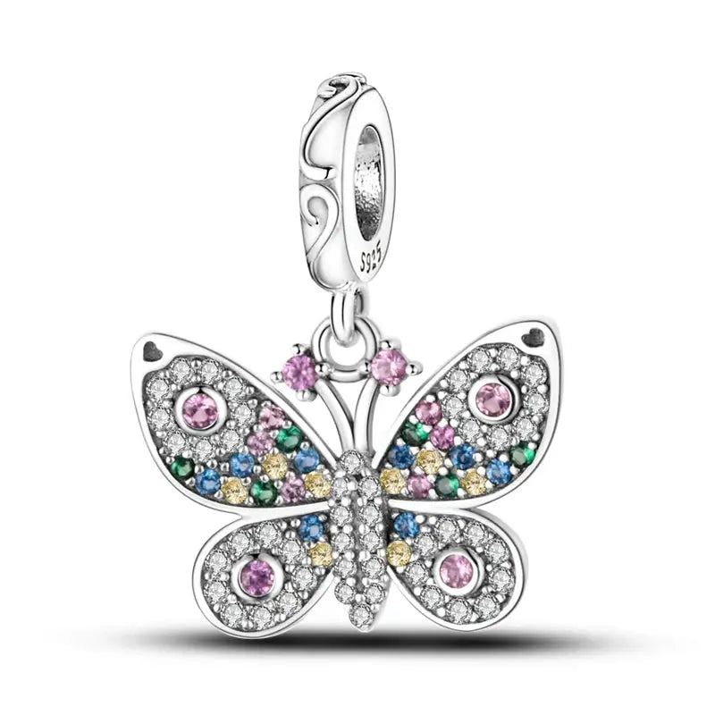 925 Silver Charms Beads for Pandora Style Bracelets Women Animal Charms in Blue Red Green Pink Yellow Gift