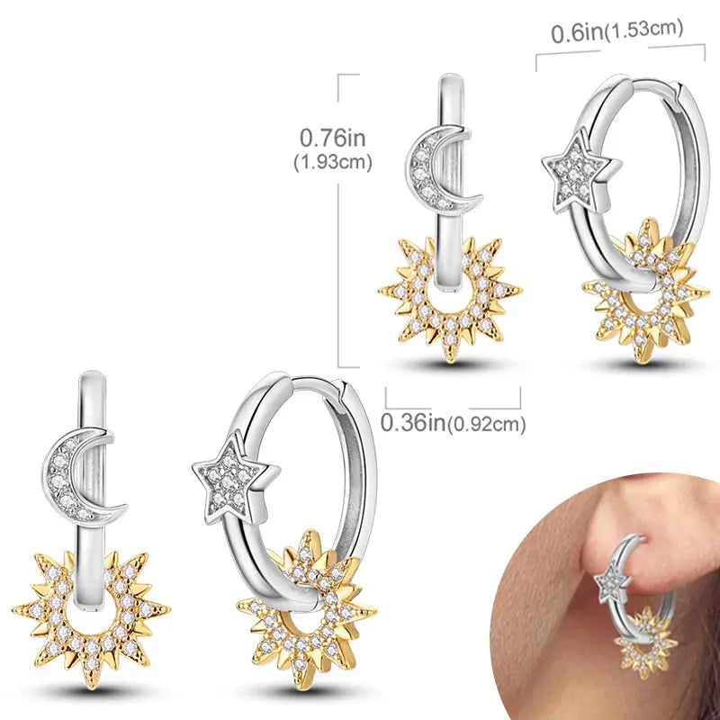 925 Sterling Silver Hoop Earrings Hypoallergenic Zirconia Hoops For Women Girls High Quality Fashion Jewelry