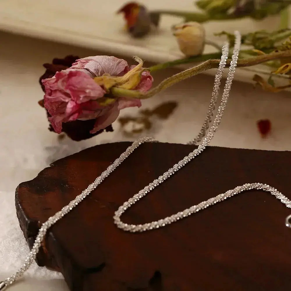 Silver Sparkling Clavicle Chain Necklace for Women and Girls Choker Style Korean Wedding Party Jewelry Accessories