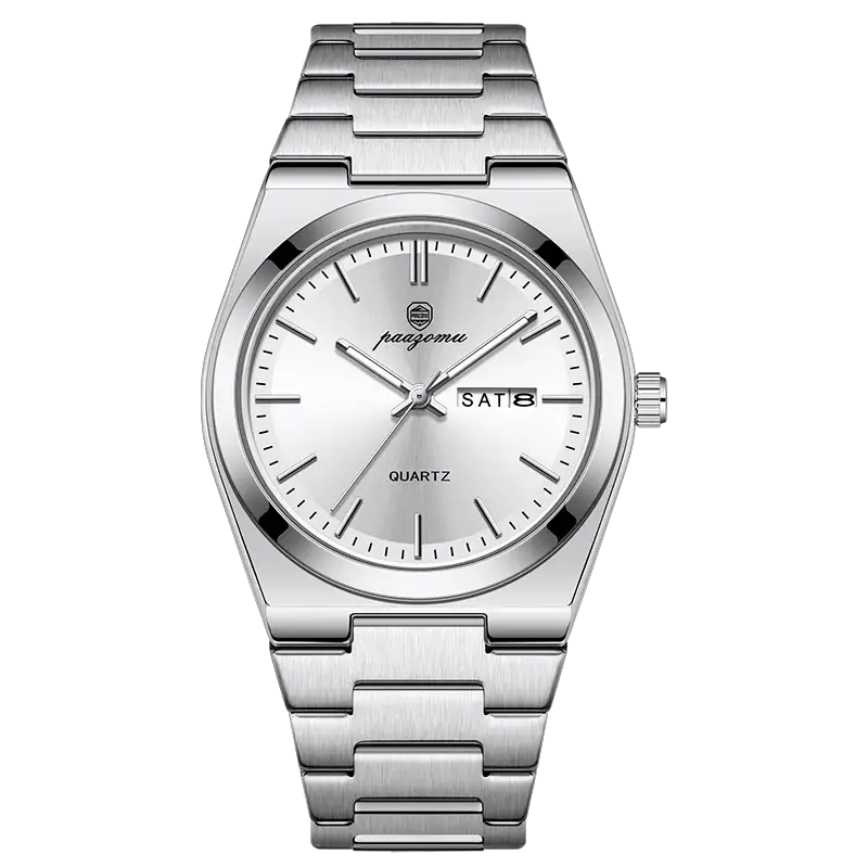 PAAZOMU Mens Quartz Watch Stainless Steel Waterproof Luminous Chronograph Date Multifunction Wristwatch