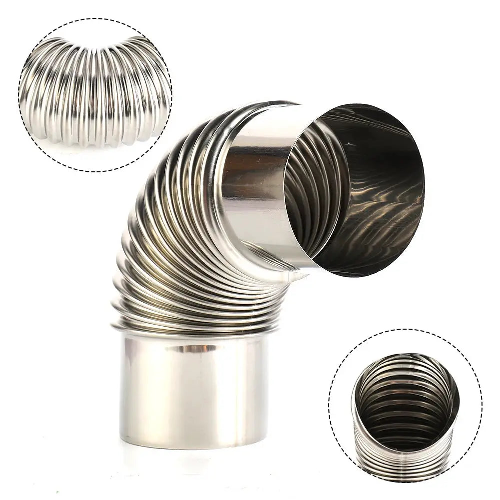 Leenkea 60 To 80mm Stainless Steel 90 Degree Elbow Chimney Liner Bend For Outdoor Camping Wood Stoves