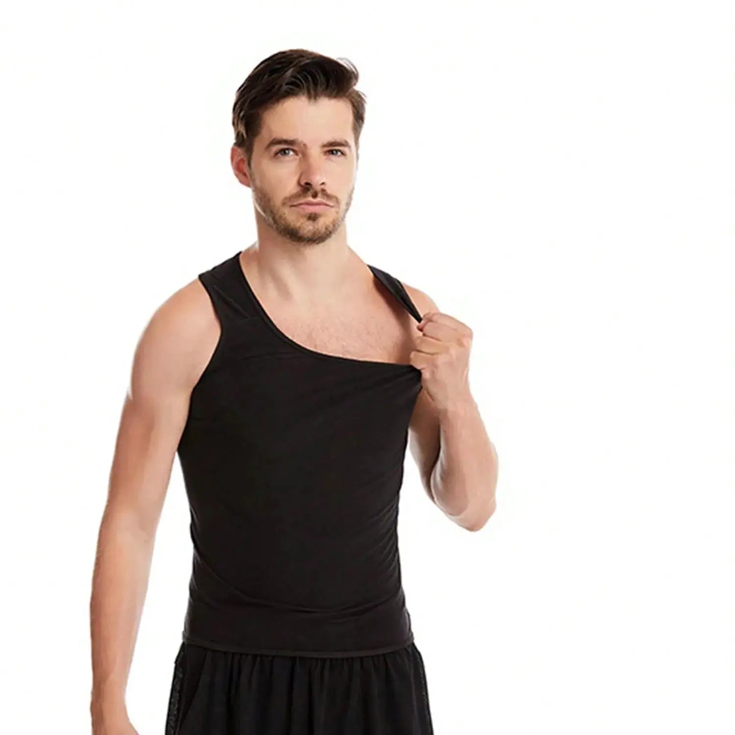 Men's Sauna Shirt Short Sleeve Sweat Vest Body Shaper For Gym Exercise And Workout Performance