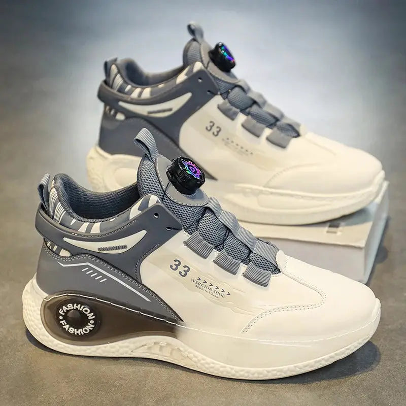 Mens Sneakers With Rotating Buckle Non Slip Lace Up Durable Shoes For Outdoor Activities