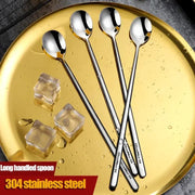 Stainless Steel Long Handled Teaspoon For Coffee Stirring Ice Cream Honey Dessert Kitchen Tableware