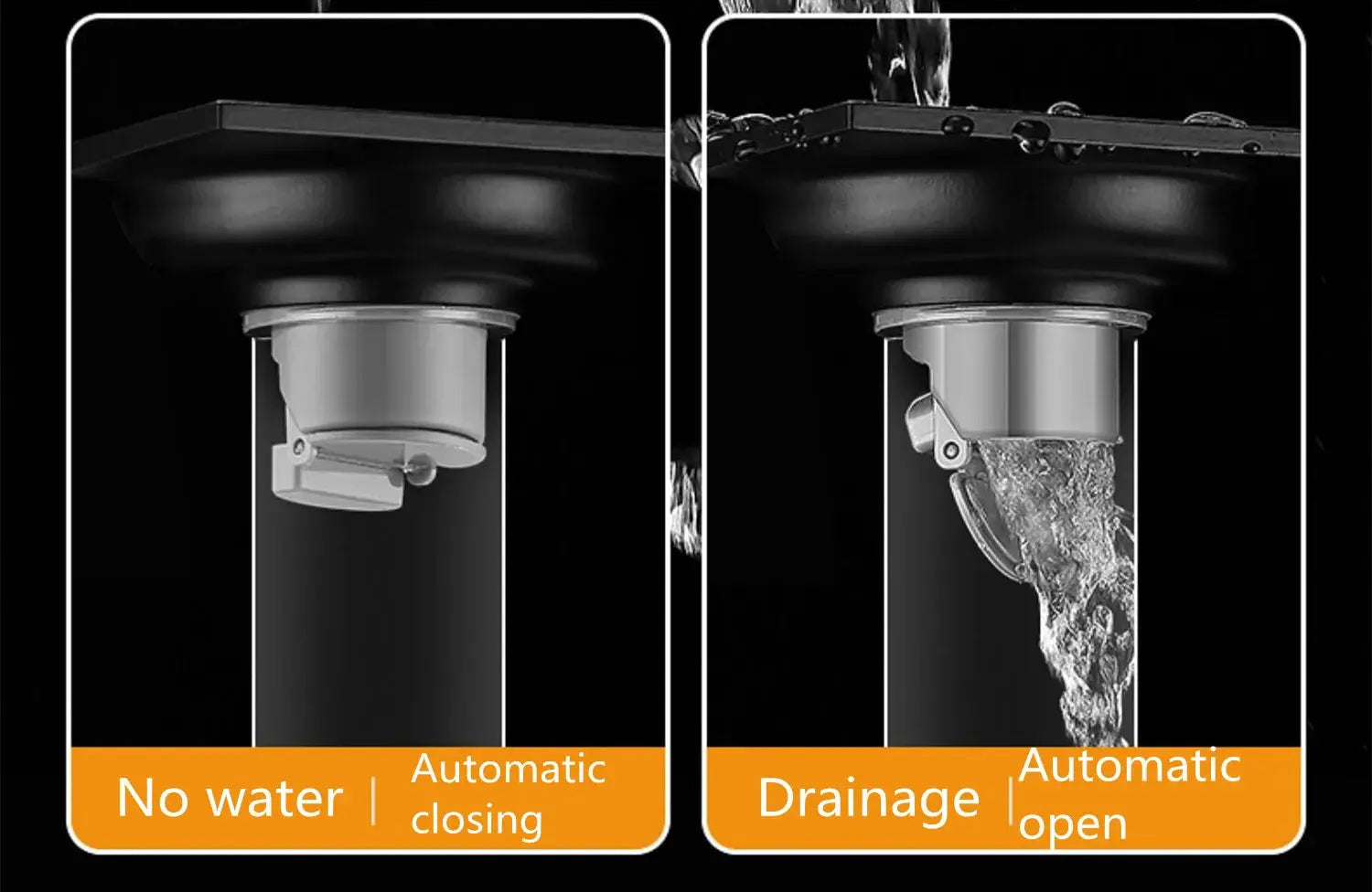 Simples Market 10cm square stainless steel floor drain with removable cover; anti-odor, automatic opening/closing.