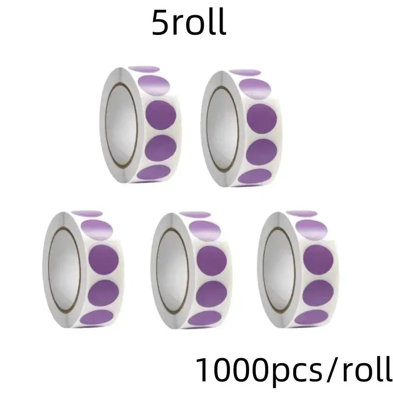 1000 Color Dot Label Stickers Coated Paper Round Sticker Rolls for Color Coding Kawaii Stationery Aesthetic