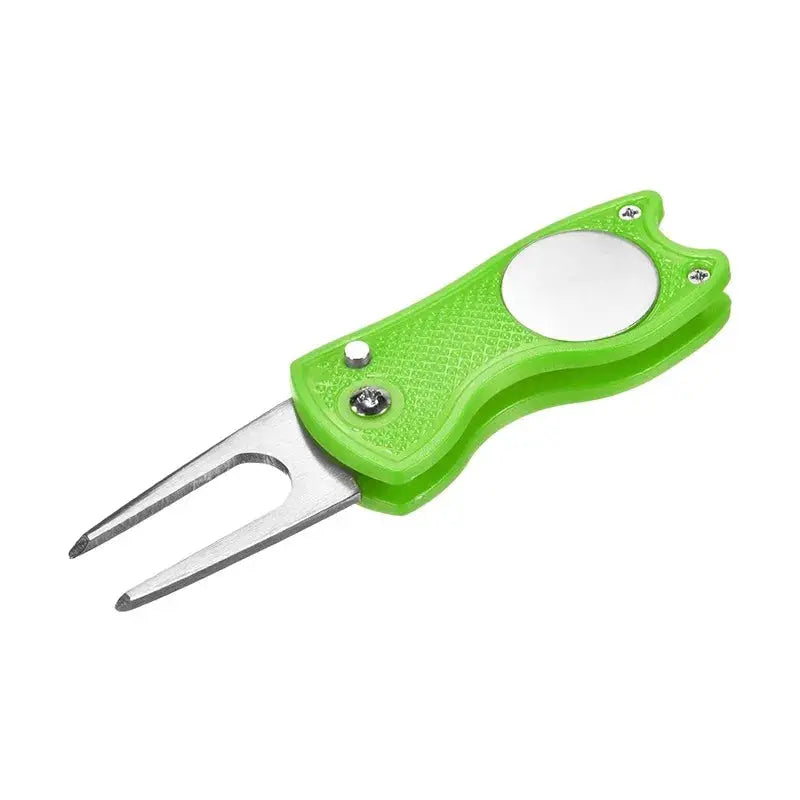 Grearth Golf Divot Repair Tool Foldable Metal With Magnetic Ball Marker For Golf Green Maintenance