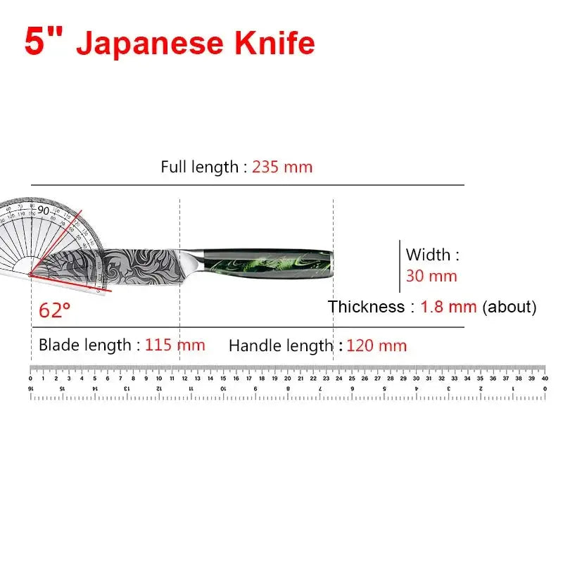 Hikari Japanese Laser Damascus Kitchen Knife Versatile Utility Chef Knife for Meat Fruit Bread Vegetables