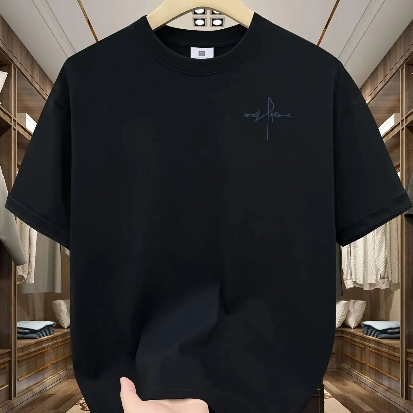 Summer Men's 100 Percent Cotton Casual T Shirt With Letter Pattern Printed Round Neck Short Sleeve Large Size Loose Fit