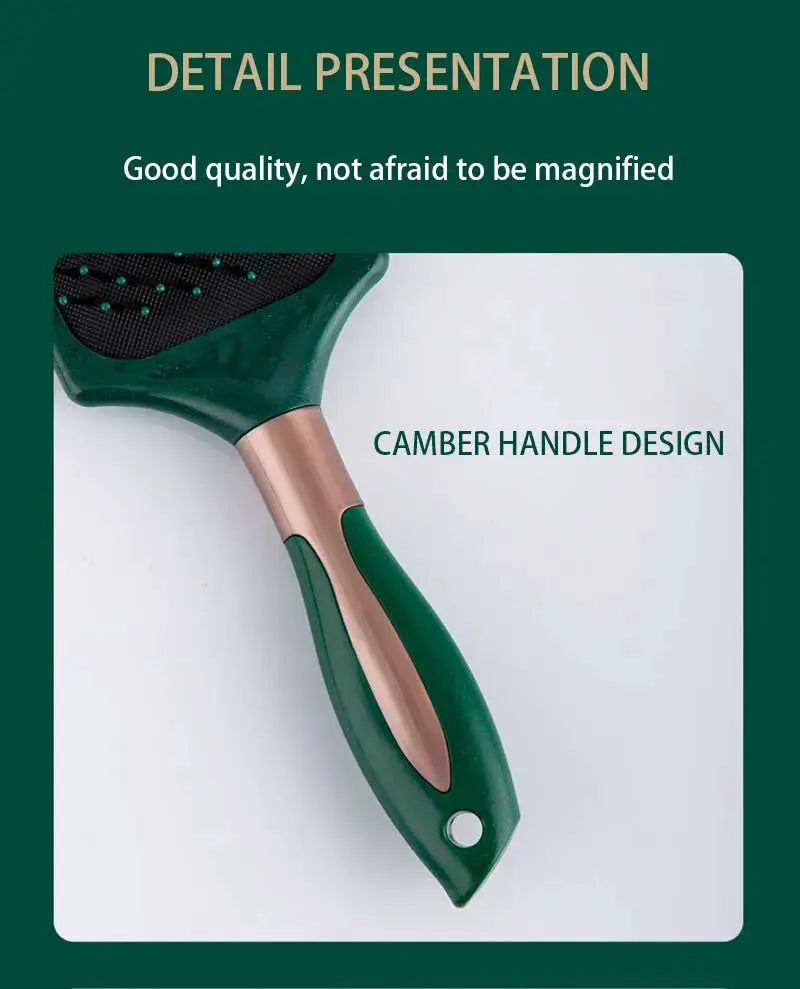 KLINA hair massage air cushion detangle brush with green and copper handle by Simples Market