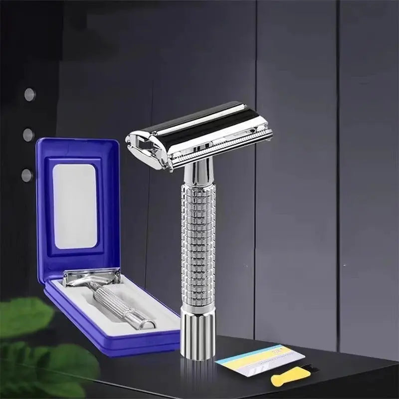 IronCrest Men Folding Razor Kit Stainless Steel Shaving Knife With 10 Replacement Blades For A Precise Close Shave