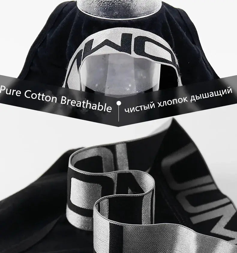 Black cotton women's boxer briefs with a wide white logo waistband