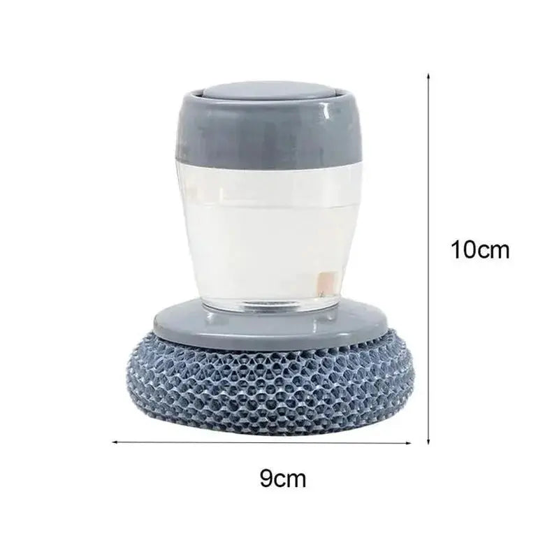 Simples Market portable kitchen soap-dispensing dish scrubber with gray top and textured base