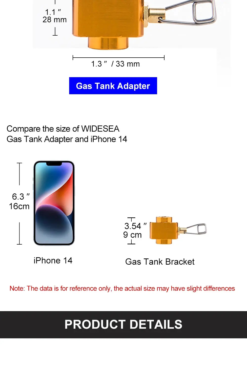 Widesea camping stove propane refill adapter in orange metal with clip