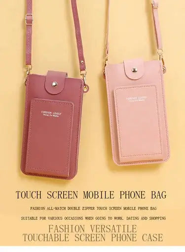 Soft leather crossbody phone bag wallets by Simples Market in burgundy and blush pink (2-pack) for daily use