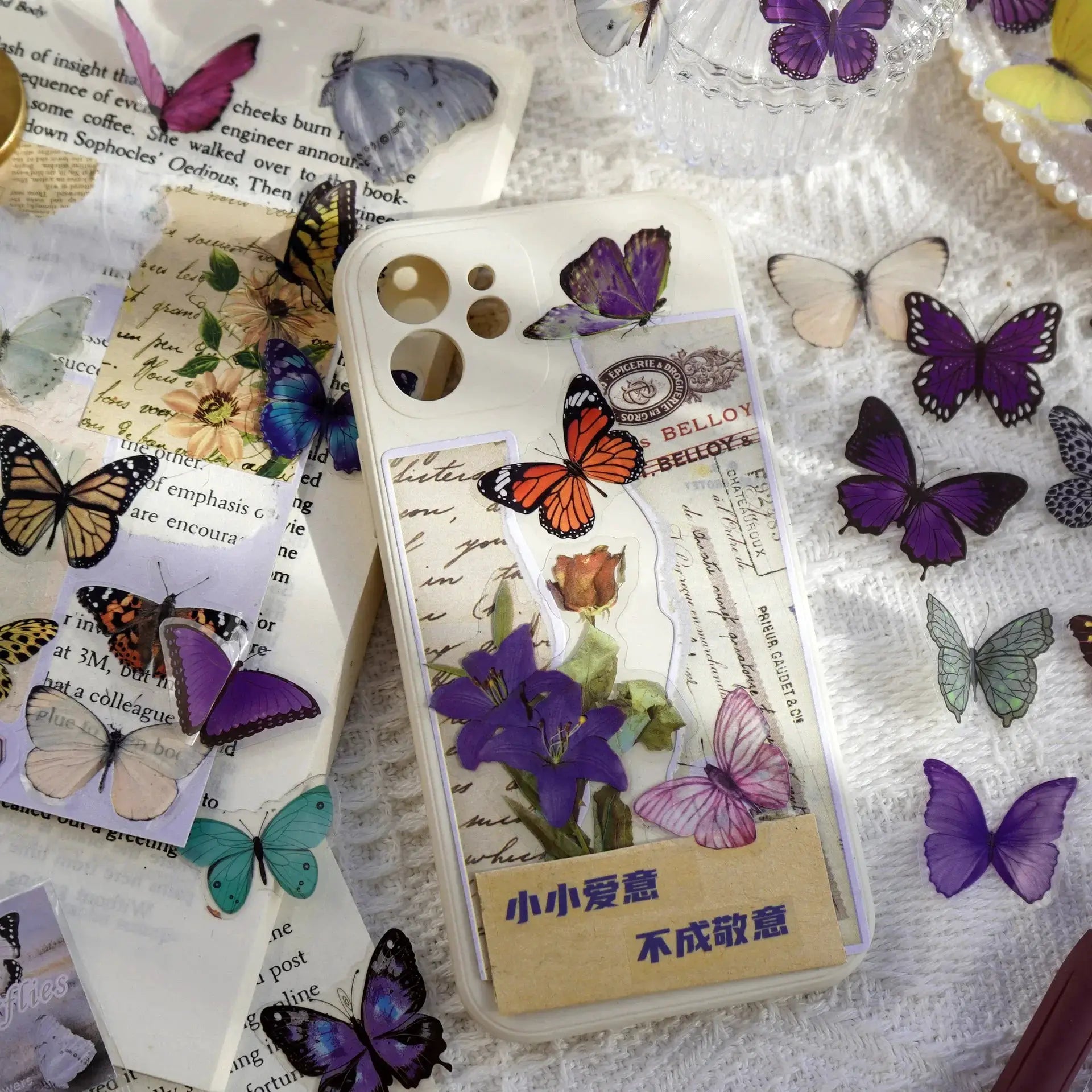Journamm Butterfly Series 40 Pack PET Waterproof Stickers For Junk Journals Scrapbooks Collage And DIY Craft Aesthetics