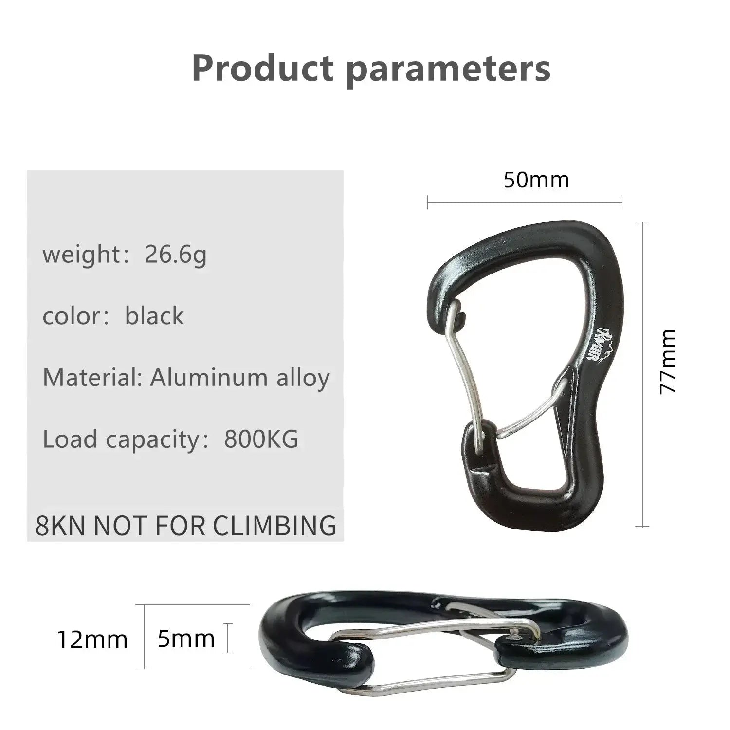 Simples Market outdoor hammock double locking buckle, black aluminum alloy camping quick-hang buckle