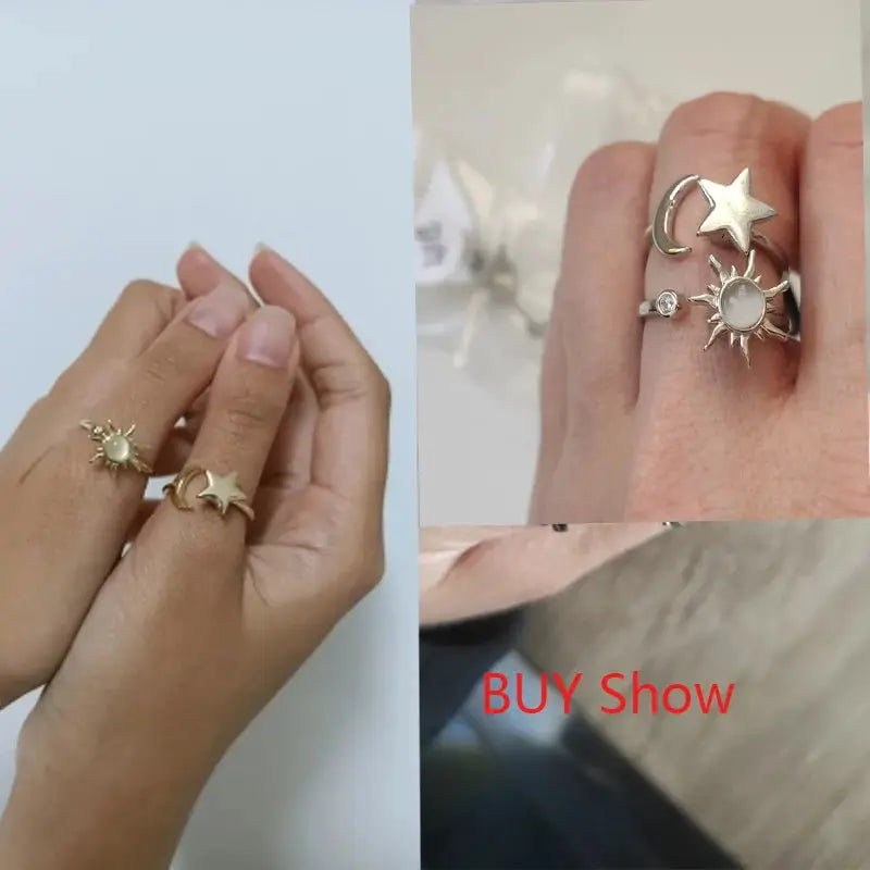 Stainless Steel Spinner Ring For Women Sunflower Motif Anti Stress Anxiety Fidget Jewelry Gift Dropshipping