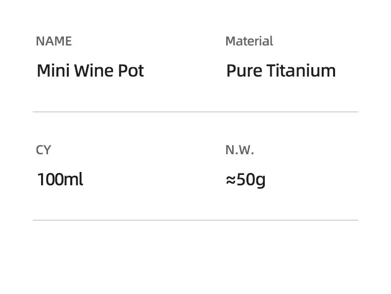 Mini Wine Pot, pure titanium, 100ml capacity, approx. 50g