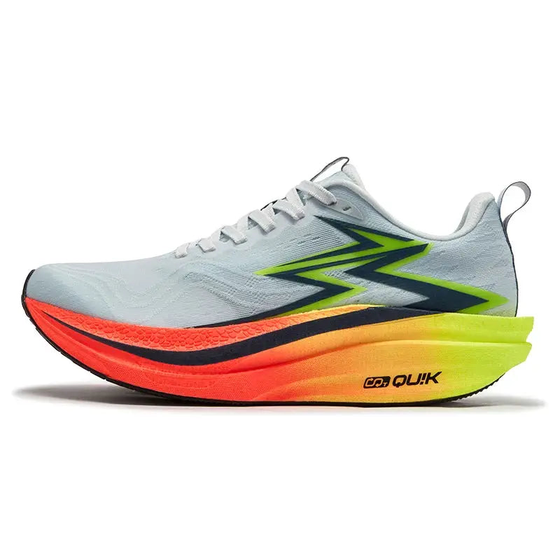361 Degrees Flame 4.0 MIX men’s running shoes, light blue upper with neon orange-yellow gradient midsole
