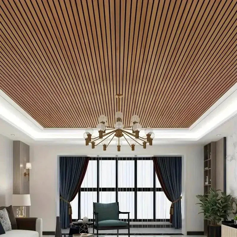 Self-adhesive wood-grain wallpaper in brown with a 3D retro look for DIY ceilings and walls.