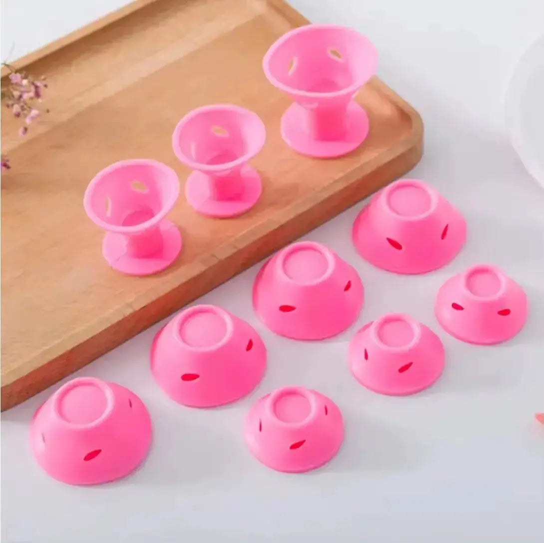 Pink silicone heatless hair curlers by Simples Market, 10/20pcs, soft rubber rollers.