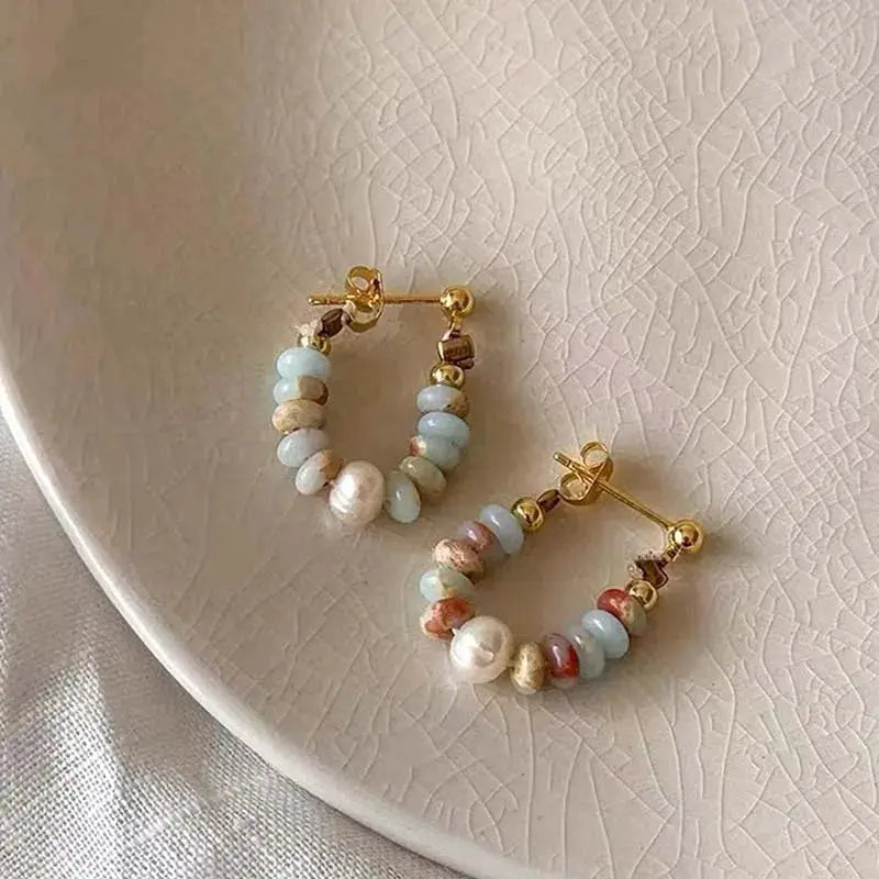 Vacation Style Simulated Pearl Beaded Drop Earrings With Pendant For Women And Girls Fashion Jewelry