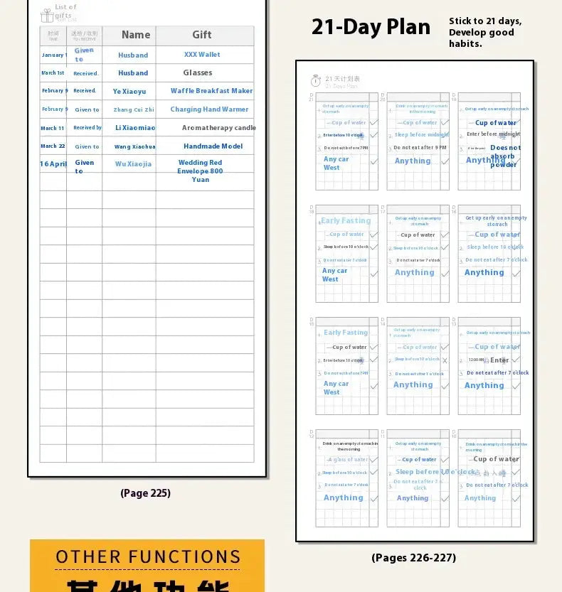Kinbor 2026 weekly planner pocket-size notebook with week plan pages and 21-day plan layouts