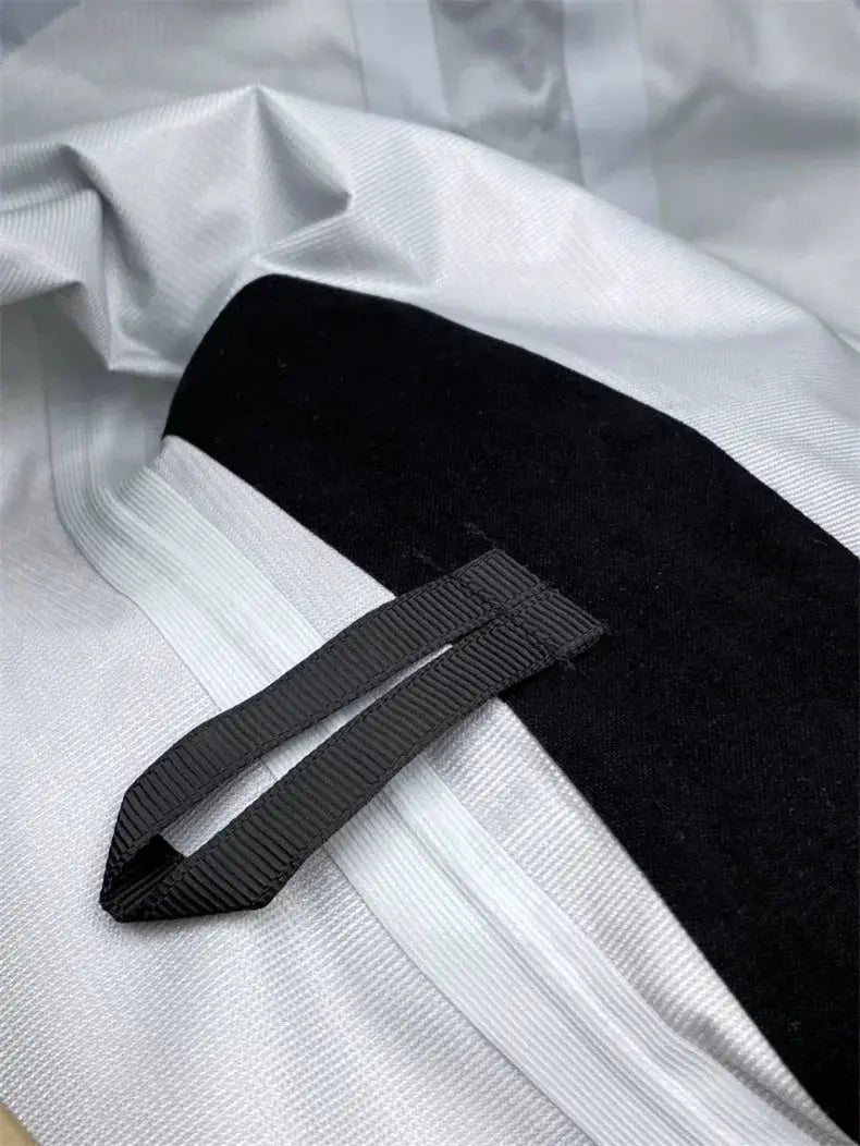 Outdoors jacket gray soft-shell with black adjustable webbing strap detail