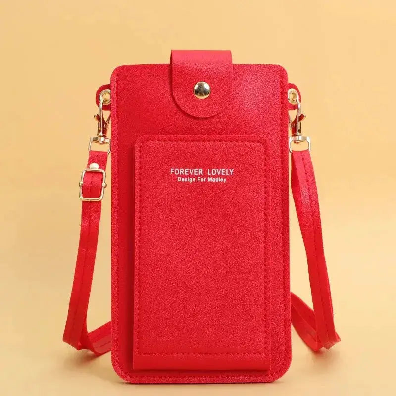 Women's red soft-leather crossbody phone wallet purse by Simples Market