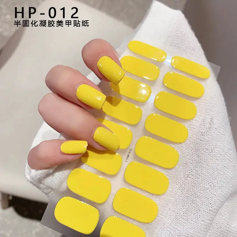 Gel nail wrap decals HP-012 yellow full-cover nail stickers sheet