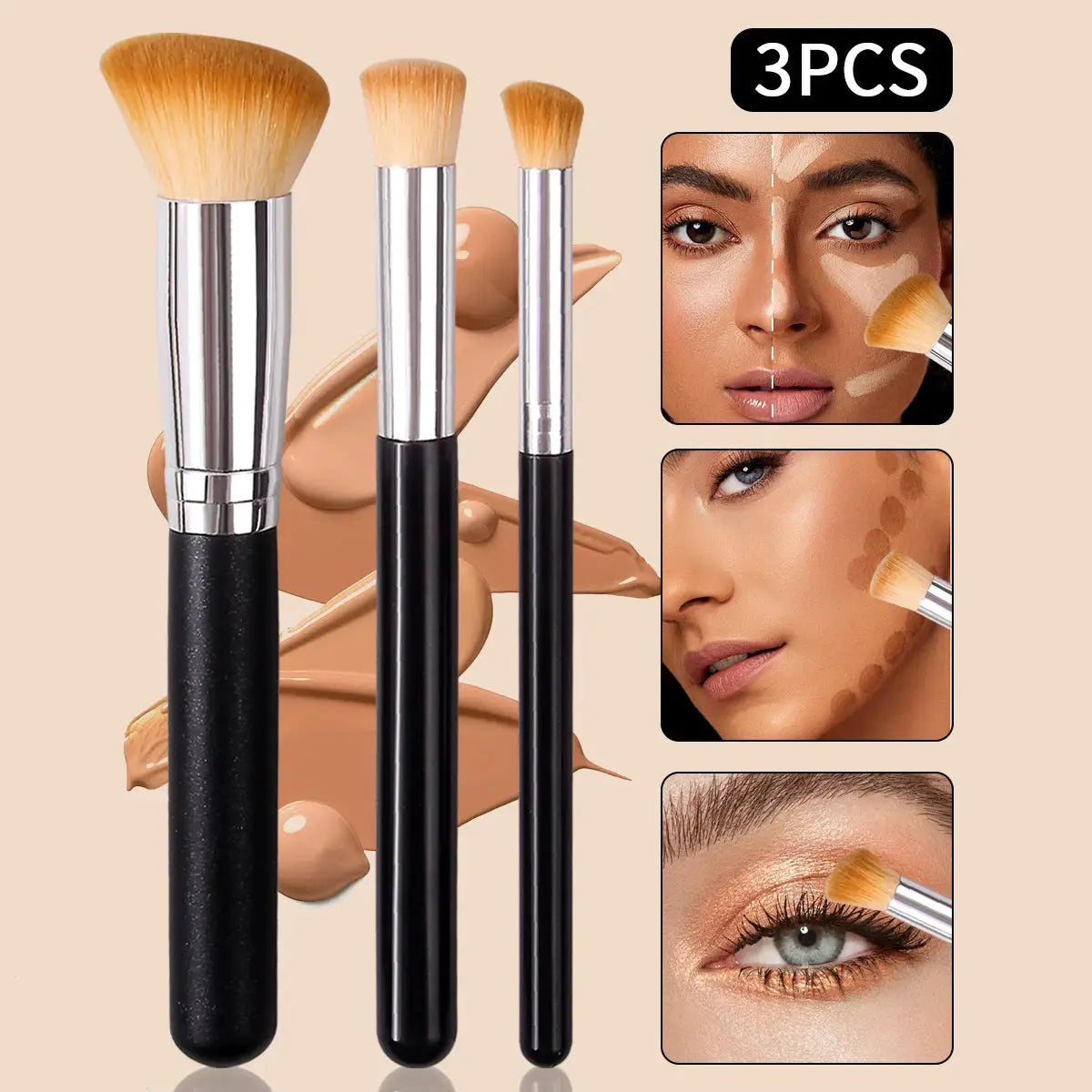LuxeBlend Foundation And Concealer Brush Set Soft Wool For Flawless Dense Coverage And Precise Under Eye Blending
