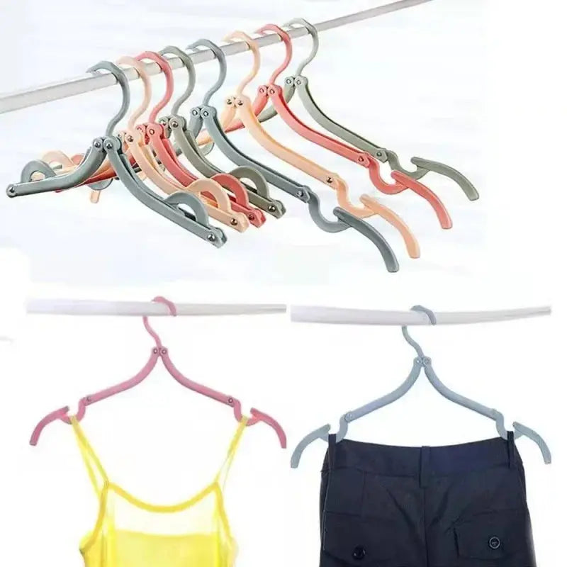 Foldable portable clothes hangers set in pastel colors; 5pcs/10pcs