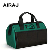 AIRAJ 13-inch tool bag, green and black Oxford fabric with front pockets for handheld electrician tools