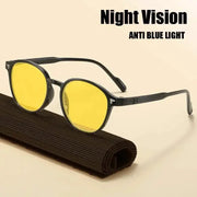 BlueGuard Ultralight Round Frame Yellow Lens Glasses For Night Driving Blue Light Blocking For Men And Women